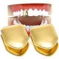Miniatyrbillede 1 af 4: 2 stk. Grillz Mundtænder, Hip Hop Tænder Plain, Øverste Tand Enkelt Grill Cap (guld)