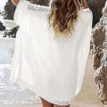 Miniatyrbillede 2 af 5: Kvindes Sommer Strand Bikini Cover Up Blondering Hæklet Kimono Kjole Lange Toppe Szkyd A-yuhao White
