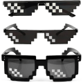 Miniatyrbilde 1 av 5: [3-pakning] Solbriller, Solbriller Menn Kvinner 8 Bit Glass Pixel Mosaikk Rekvisitter Unisex Solbriller - Svart