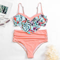 Miniatyrbilde 4 av 4: Tankini-badedrakt for kvinner med frynser og polstring, bikini-sett med boyshorts