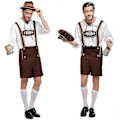 Pikkukuva 1 / 5: Saksalaisen Oktoberfest-olutjuhlan miesten baijerilaiset nahkahousut, paita ja hattusetti - miehille festivaaliasu M