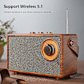 Pikkukuva 3 / 5: Retro FM-radio, kannettava puinen Bluetooth-radio, bassokaiutin, handsfree-MP3-soitin, tukee USB/TF-korttia/aux-toistoa