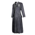 Miniatyrbillede 3 af 5: Kvinders Wednesday Addams Deluxe Kostume Sæt Nevermore Uniform Outfit/parykker/dukke One Size with Wig