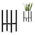 Miniatyrbillede 1 af 5: Justerbar Plante Stativ, Jern Blomster Stativ Til 8-12 Tommer Blomsterpotte Plantepotte Stativ Med Ben Til Have Balkon Udendørs Hjem Terrasse - Sort