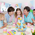 Miniatyrbild 2 av 5: Jinle 3-vånings Papperscupcake Stativ Blå Polka Dot