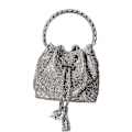 Miniatyrbilde 1 av 5: Rhinestone Bucket Clutch Kveldsveske Bryllup Fest Kjede Skulderveske Silver