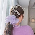 Miniatyrbilde 4 av 5: Hårstrikk for hestehale i tyll med ensfarget design og elastisk snor - svart