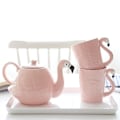 Miniatyrbillede 1 af 5: 3 stk. Pink Flamingo Pige Keramik Vandkop Tekande Sæt