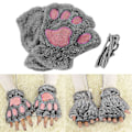 Miniatyrbillede 1 af 5: Dame Cat Claw Paw Handsker - Blød Vinter Halvfinger