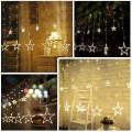 Miniatyrbilde 5 av 5: Gardiner Lys 2m Feelysslynge 12 Stjerner 138stk LED 8 Moduser