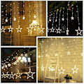 Miniatyrbillede 5 af 5: Gardiner Lys 2m Fe-streng 12 Stjerner 138 stk LED 8 Tilstande