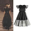 Pikkukuva 1 / 5: Keskiviikko Addams Vintage Gootti Rypytetty Tyyli Tulle Up Pukeutuminen Tytöille Lapsille 3-4 Years