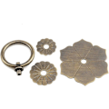Miniatyrbilde 3 av 3: Drop Ring Knobs Antikk Bronse Tone Ringtrekk Blomsterform Kommode Skuffe Skaptrekk - 2 stk