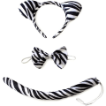 Miniatyrbillede 1 af 5: Zebra Øre Pandebånd Sløjfehale 3-delt Kostume Dyresæt Fest Fandango Gave
