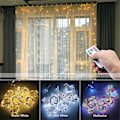 Miniatyrbillede 2 af 5: LED Vindue Gardin Lysstreng 3x3m Bryllupsdekoration 300 LED'er