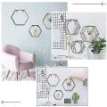 Miniatyrbilde 4 av 4: Flytende Hyller Veggmontert Sekskantet Geometrisk Jern