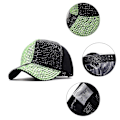 Miniatyrbild 2 av 5: Andningsbar Baseballkeps med Strass för Utomhusfritid, Solskydd, Justerbar Green