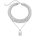 Miniatyrbilde 1 av 4: Rhinestone Curb Cuban Link Kjede Halskjede For Kvinner Unisex Kule Hip Hop Miami Cuban Diamantkuttet Kjede
