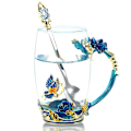 Miniatyrbillede 1 af 2: 330ml Emalleret Tekop Glas Kaffeekop Håndlavet Roseblomst Tekop Til Valentinsdag, Fødselsdag