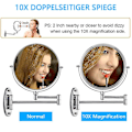 Miniatyrbillede 5 af 5: Vægmonteret Makeup Spejl, 3x Forstørrende Tosidet LED-Oplyst Sminke Spejl