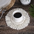 Miniatyrbillede 3 af 4: Håndvævet Coasters Placemat, Rund Vævet Coaster, Boho Mat Kaffe Drikke Øl Kande Bord Ikke-Skridsikker Varme