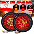 Miniatyrbillede 2 af 5: 2 stk. 16 LED Dobbelt-farvede Baglygter Runde Baglygter Til Lastbiler Bremsestop