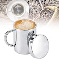 Miniatyrbilde 5 av 5: Kaffekrus i rustfritt stål, dobbelvegget krus med lokk og håndtak for fotturer og camping