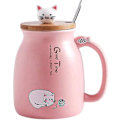 Miniatyrbilde 1 av 5: 380ml/15oz Keramisk Katt Kopper Mugg Med Katt Kopper, Søt Keramisk Kaffe Kopper Med Nydelig Kitty Rustfritt Stål