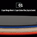 Miniatyrbild 5 av 5: Superstark Pingisracket, Bordtennisracket Klibbiga Knoppar (Penhållargrepp)