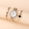 Miniatyrbilde 3 av 5: Enkel Temperament Fritid Fint Belte Mesh Belte Kvarts Ur Armbåndsett (3 stk/sett) White