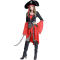 Miniatyrbild 1 av 5: Pirat Karibien Swashbuckler Buccaneer Kvinno Kostymhatt + Klänning + Bälte Outfit Set 2XL