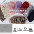 Miniatyrbillede 3 af 5: Varm vinterhue til kvinder - Uldig strikket beanie med termisk fleece