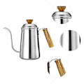 Miniatyrbild 2 av 4: 650 ml Kaffekanna i Rostfritt Stål med Trähandtag och Smal Pip
