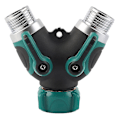 Miniatyrbillede 4 af 5: Have Splitter, 2-vejs Slangehaneforbindelse, Udendørs Dobbelt Y-Ventil Vandhane Splitter, 2 x 3/4\" Hurtigkobling - Connector1pcsgreen