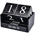 Miniatyrbillede 2 af 5: Træblok Kalender - Evig Blok Måned Dato Display Hjem Kontor Dekoration (sort) (shikai)-yuhao