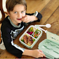 Miniatyrbilde 5 av 5: Bentoboks, Matboks, Lufttett Matboks, 3 Rom, Med Skje Og Gaffel