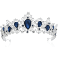 Miniatyrbillede 1 af 4: Krystal Bryllupskrone Tiara Prinsesse Tiara Tiara Brude Hår Smykker, Safir + Sølv