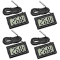 Miniatyrbillede 1 af 5: 4x Digital LCD Termometer Temperaturmåler Med Ekstern Sonde Til Køleskab Fryser Køleskab Akvarium (4x Sort)