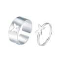 Miniatyrbilde 3 av 5: 2 stk/sett Butterfly Opening Alloy Brede Tynne Hule Parringer Finger Ringer Til Jubileum Golden