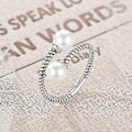 Miniatyrbillede 3 af 5: Ferskvandsperleperler 925 Sterling Sølv Elegant Twist Åben Justerbar Ringe Til Kvinder