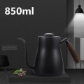 Miniatyrbillede 4 af 4: Kaffekande i rustfrit stål med træhåndtag, lang tud