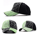 Miniatyrbild 3 av 5: Andningsbar Baseballkeps med Strass för Utomhusfritid, Solskydd, Justerbar Green