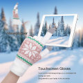 Miniatyrbillede 2 af 5: Dame Strikket Handsker Touchscreen Vinter Sneblomst Tryk Varme Vanter Unisex