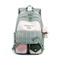 Miniatyrbillede 1 af 5: Sød Multi-lomme Nylon Skole Rygsæk Til Studerende Piger Drenge Ungdom Bogtaske Green
