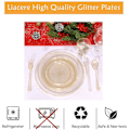 Miniatyrbilde 4 av 5: 40 stk Gull Plasttallerkener Engangs Gull Glitter Tallerkener
