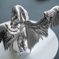 Miniatyrbillede 4 af 4: Desktop Harpiks Ornament Kvinde Engel Vinger Knælende Skulptur Bord Statue Dekoration