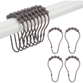 Miniatyrbilde 1 av 4: Dusjforhengringer, Rustfrie Metall Dusjforhengkroker Ringer