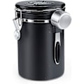 Miniatyrbillede 1 af 4: Lufttæt Kaffebeholder - Kaffe Bønnebeholder Med CO2 Ventil - Med Måleske - 1.8l (sort)