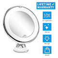 Miniatyrbild 2 av 5: Kosmetisk Spegel med LED-Fylljus 10x Förstoring Torrbatteri Sugkopp Vikbar Nät Kändis Skönhetsspegel Make up mirror