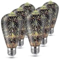 Miniatyrbillede 2 af 5: 6 stk 3D Fyrværkeri Lyspære ST64 LED Pære 5W E27 E26 RGB Fairy Star Shine Dekorationspære Party Pære Stai-m.3214